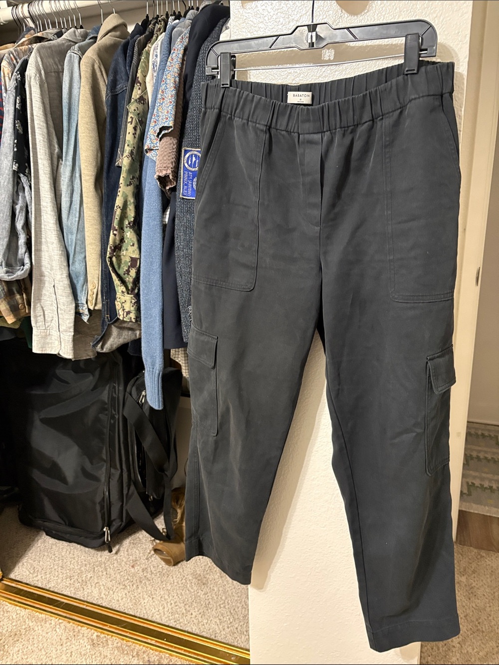 Babaton Black Utility Cargo Track Pants
